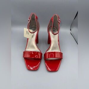 NWT Worthington Red Ankle Strap Block Heels Sandals Pumps Size 10M